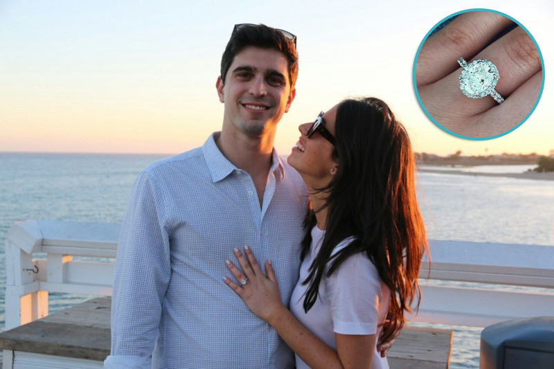 Nick Molnar and his girlfriend of five years, Gabi Shulman, after he proposed on a beach in Malibu, California.