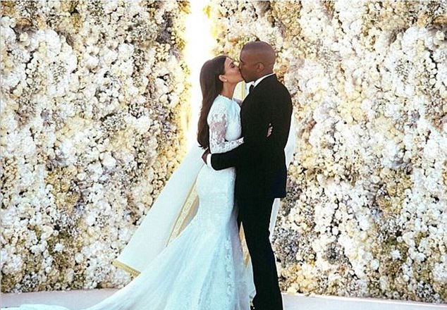 Kim Kardashian and Kanye West's wedding kiss was the most popular image on Instagram in 2014. Image: Kim Kardashian via Instagram