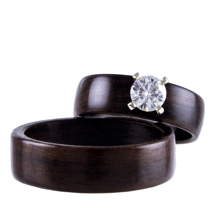 Non traditional wooden engagement wedding ring