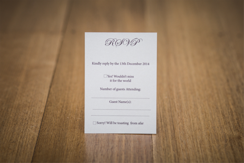 A simple and elegant RSVP card from Luxe Stationery.