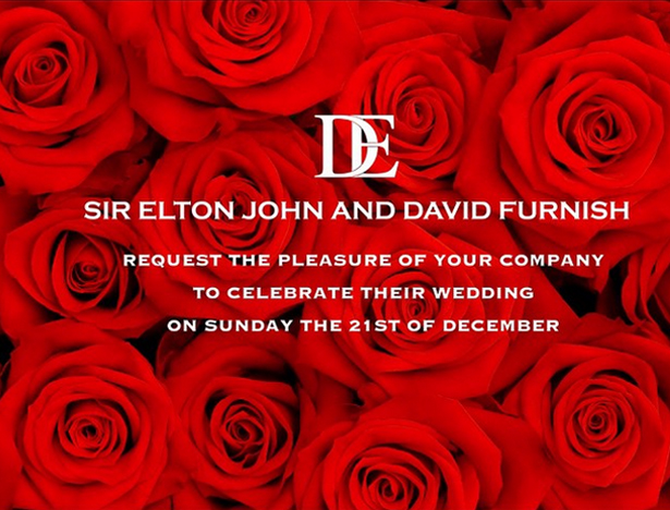 Elton John Wedding invitation