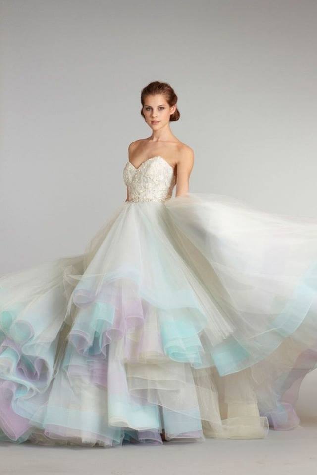 ombre wedding dress with pastel shades