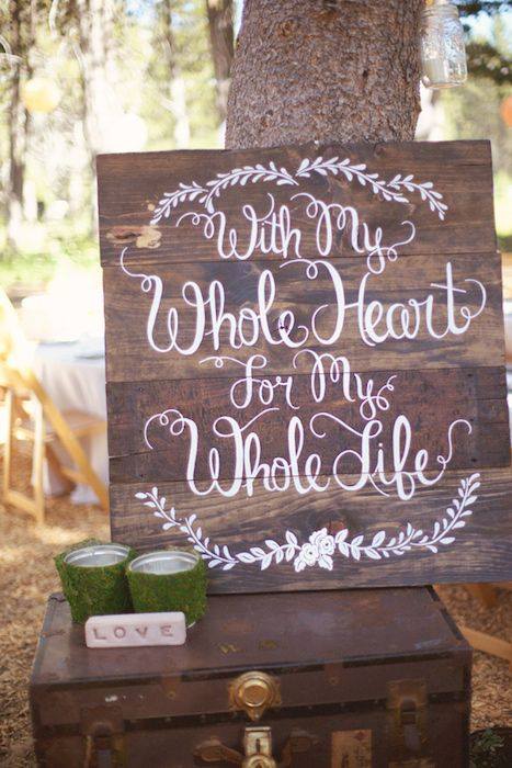 Wedding sign - With a Whole Heart