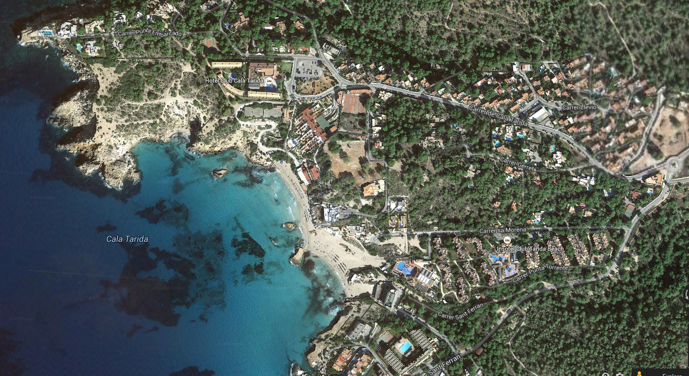 Cala Tarida. Image: Google Maps.