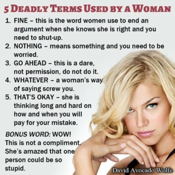 five deadly terms used by a woman