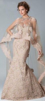 mermaid gown with sweetheart lace layers