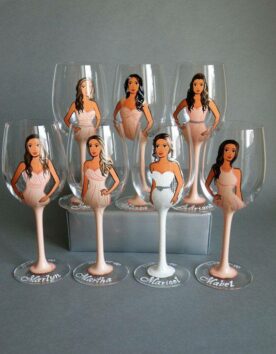 bridal party personalised champagne glasses