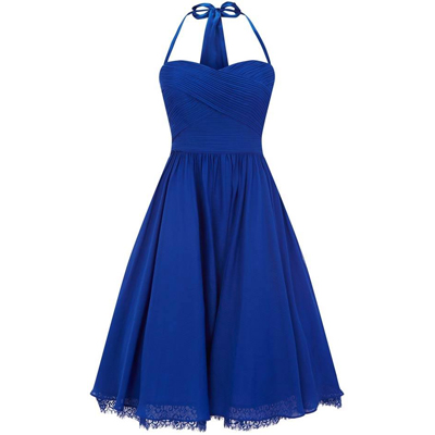 Cobalt halter neck bridesmaids dress