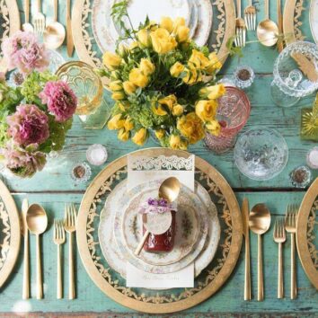 Wedding reception tables setup - Gold