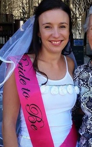 Stephanie Scott in a bride-to-be sash. Image: Facebook