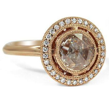 Rose-cut halo ring with diamonds