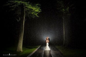 rainy night wedding photo