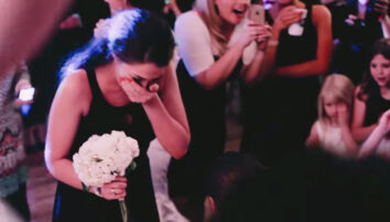 Bride and groom orchestrates proposal for best friends