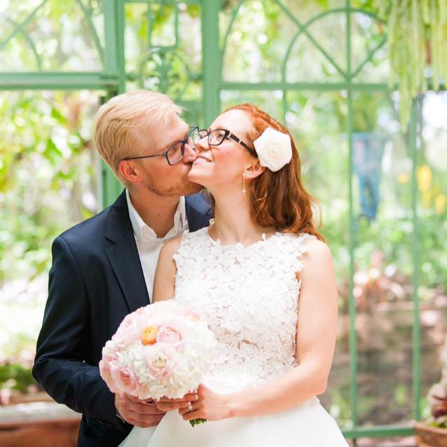 Ryan & Kathleen Pocius celebrate their 11th of July wedding at Denver's Botanical Gardens. Image: Ryan Pocius via Facebook