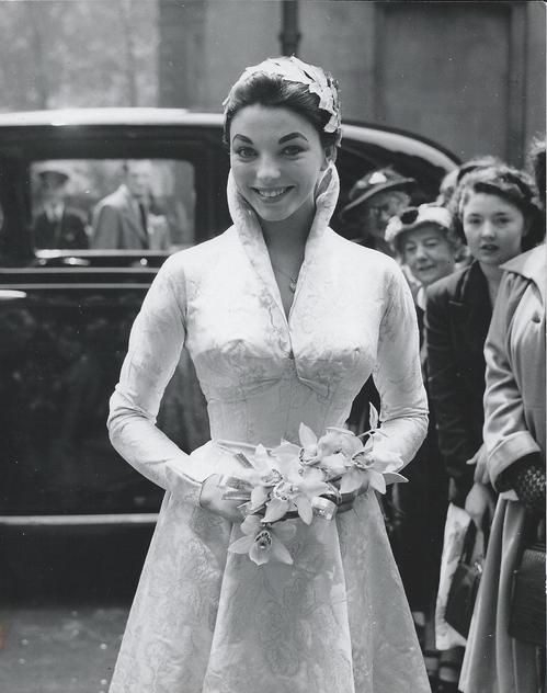 Joan Collins 1950s belero jacket wedding dress