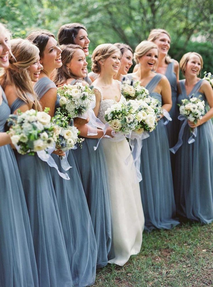 Smoke Blue Bridesmaid Dresses