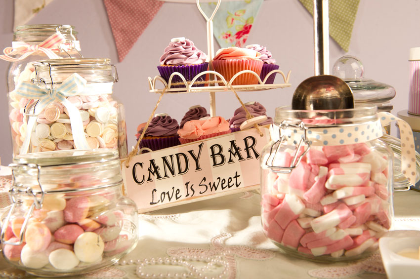 Candy buffets are a hit at weddings