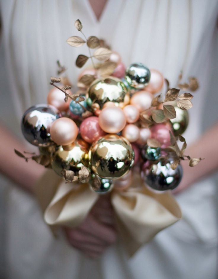 Wedding bouquet - Christmas Baubles - metallic