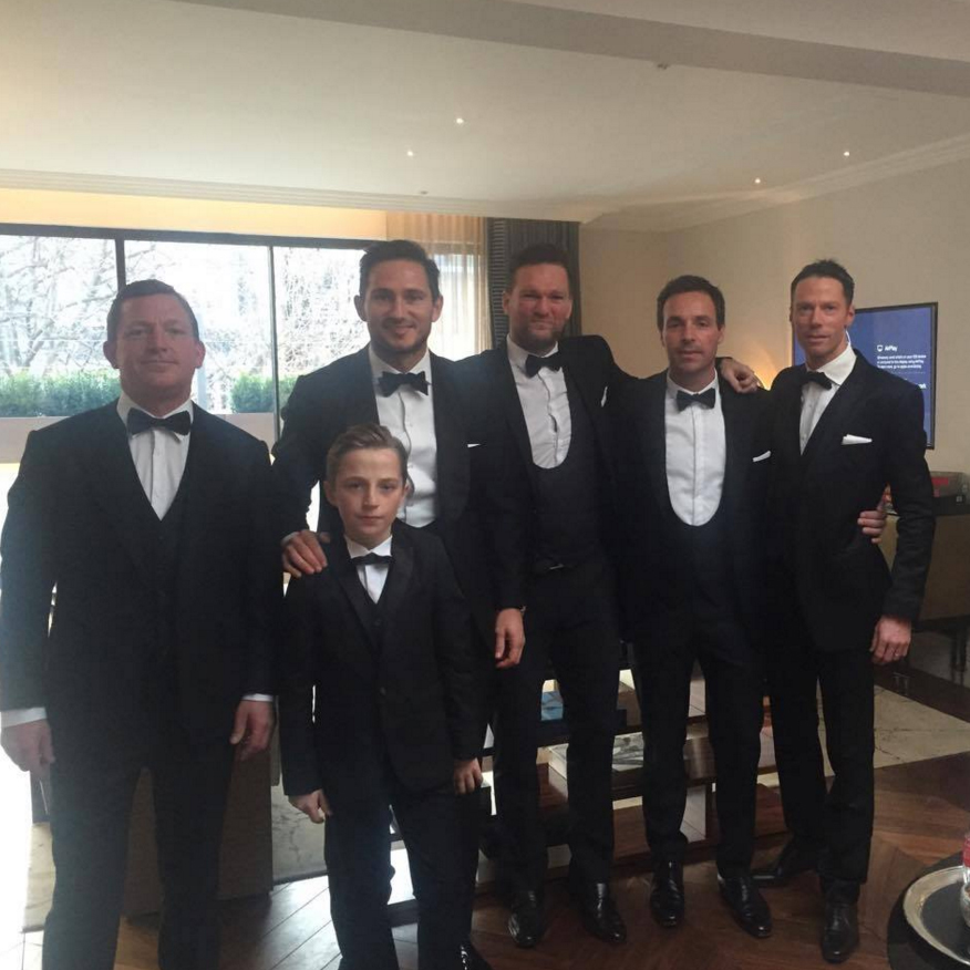 Frank shared this sweet photo of himself and his groomsmen captioning the shot 'ready to roll yesterday.' Image: Frank Lampard via Facebook 