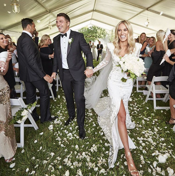 Sam and Phoebe have married in a stylish ceremony in New South Wales, Australia. Image: Alex Perry via Instagram
