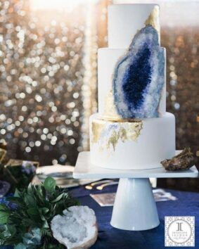 an amazingly realistic amtheyst quartz wedding cake