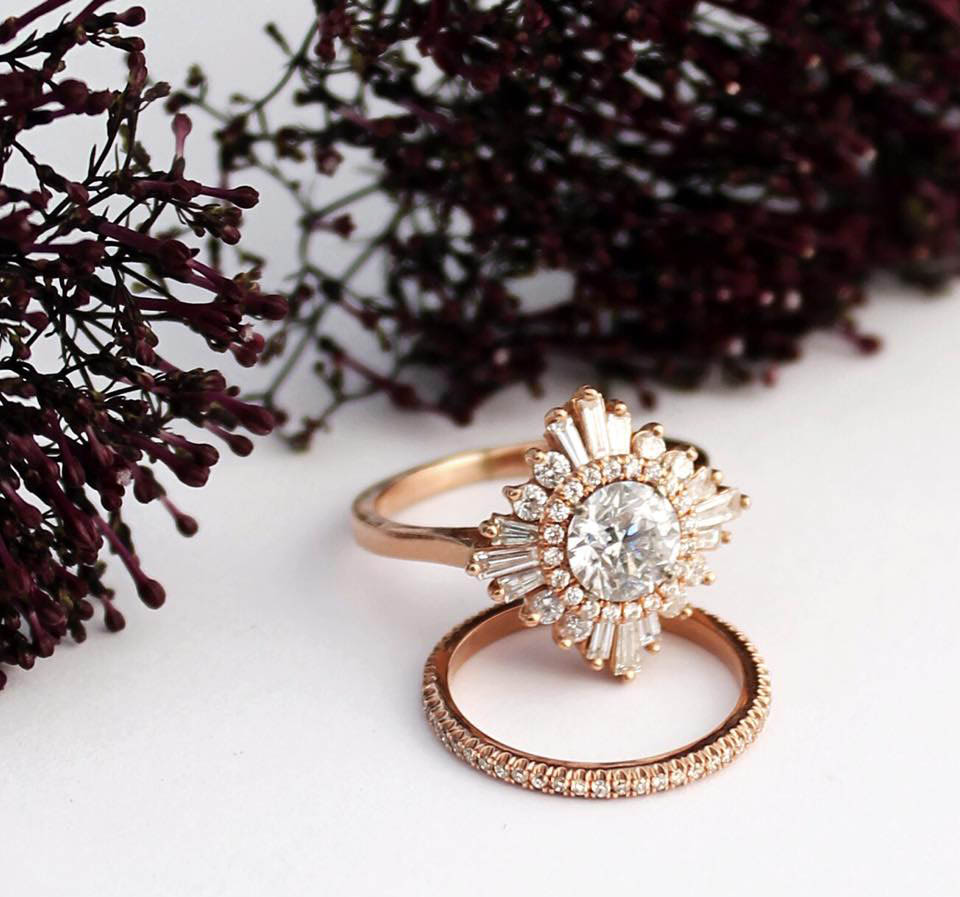 different wedding ring styles in rose gold