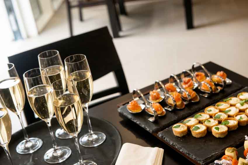 Wedding reception drinks sand canapes