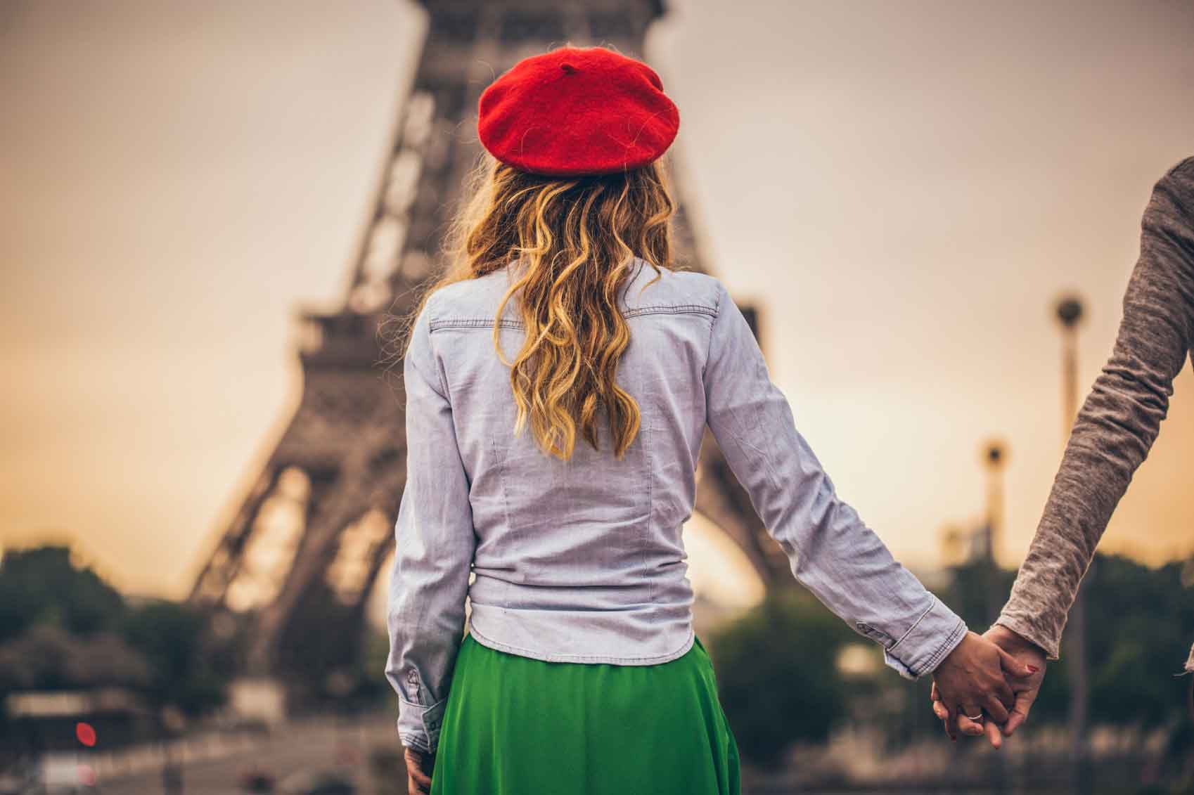 Girl admiring the Eiffel Tower
