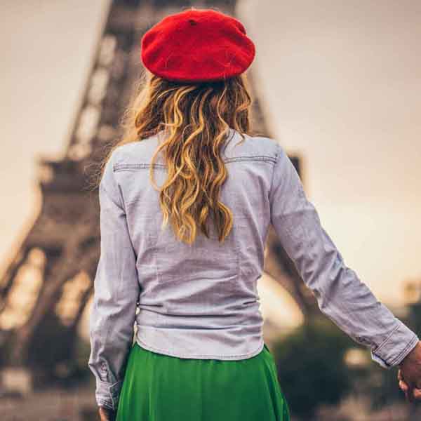 Girl admiring the Eiffel Tower