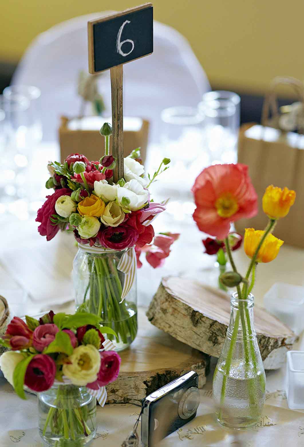 Wedding flowers as a table arrangement
