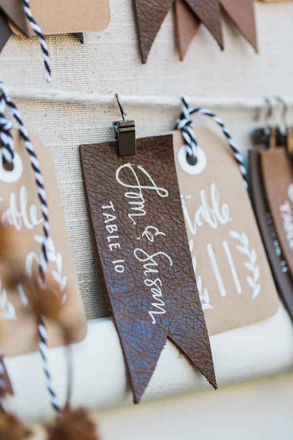 leather wedding table marker