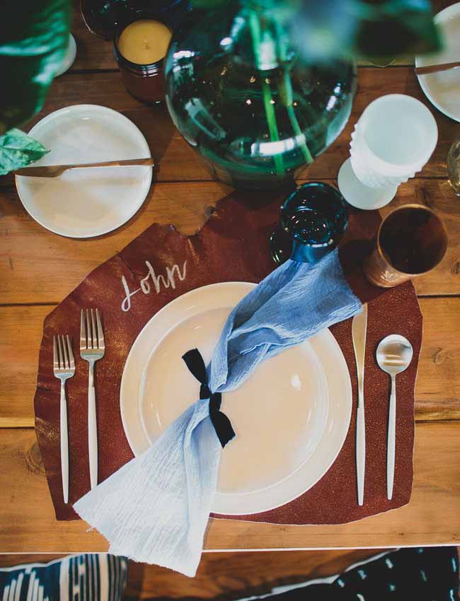 Leather wedding place mat