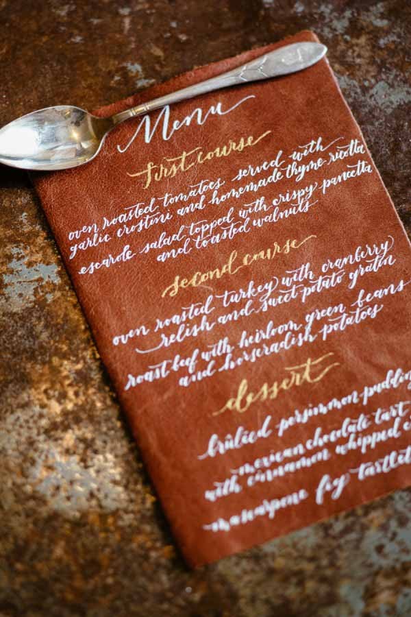 leather wedding menu