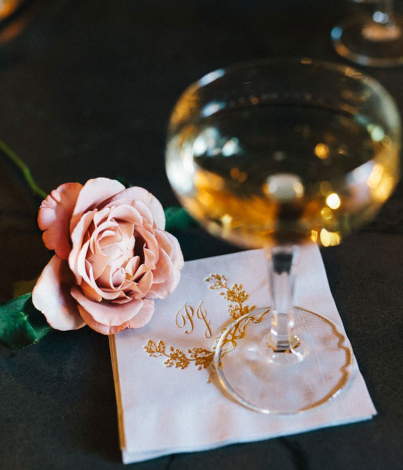 Monogrammed table napkins - wedding reception