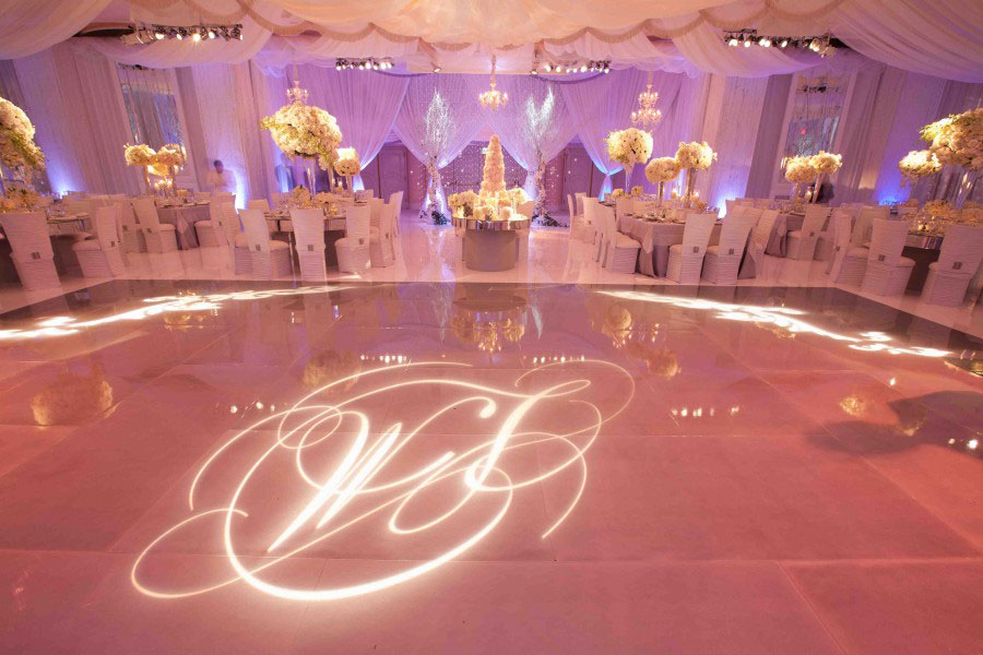 Monogram on wedding dance floor