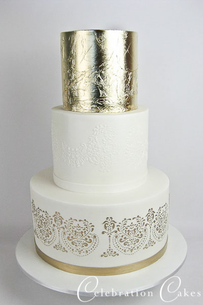 Metallic wedding cake - celebration cakesMetallic wedding cake - celebration cakes