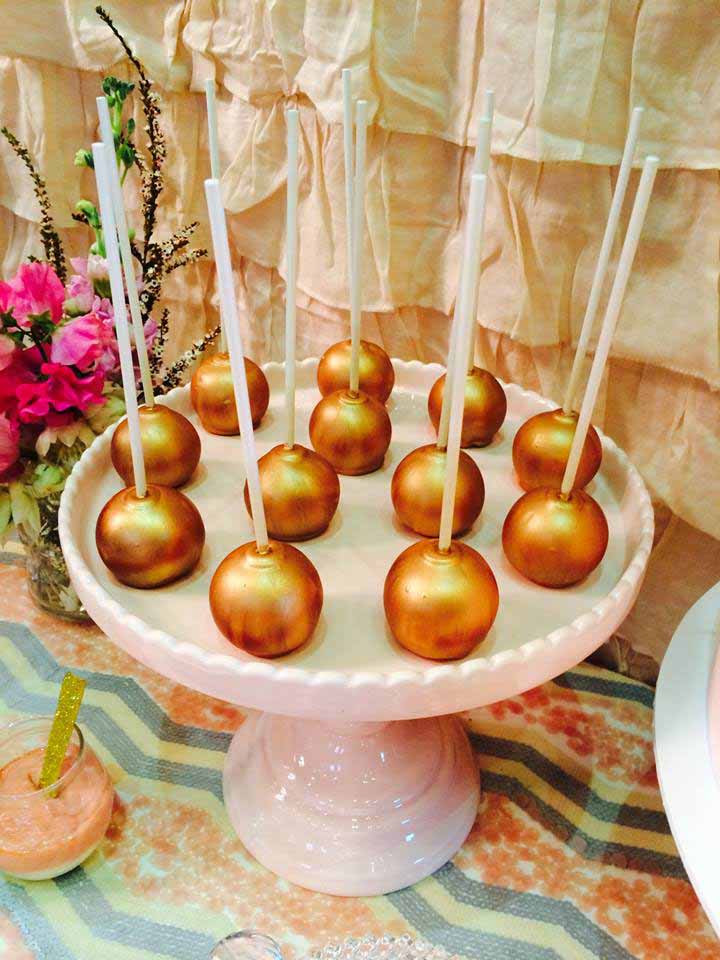 Rose gold cake pops