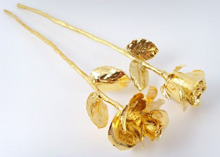 flowers preserved in gold