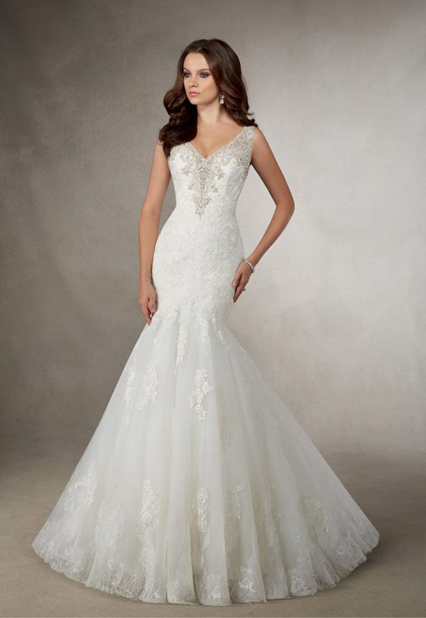 Fleur de Lys Bridal trumpet style gown