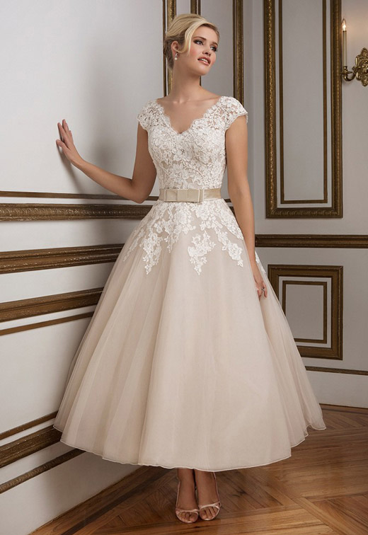 tea length wedding gown fleur de lys bridal