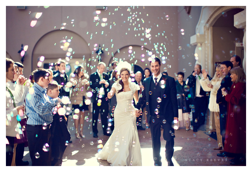 Bubbles look stunning in wedding photos.