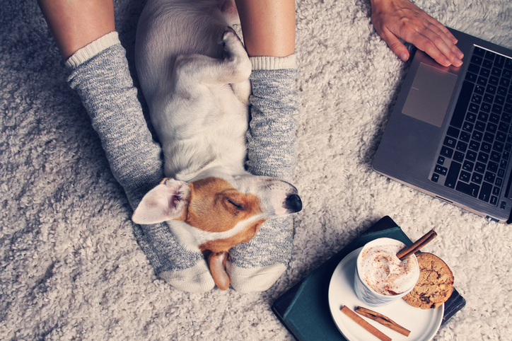 Woman in cozy home wear relaxing at home