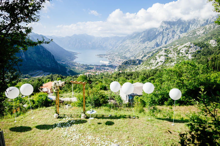 destination wedding arch with decoration