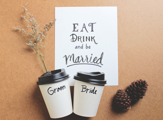 Married quote on paper with coffee cup