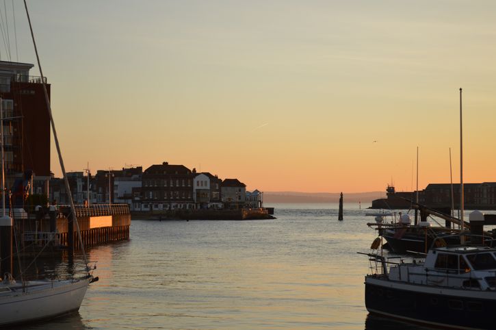 View of Portsmouth Harbour at dawn