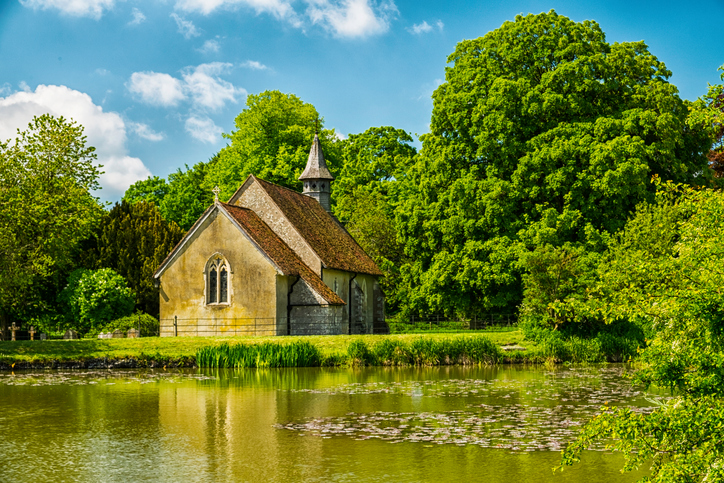 Twelfth century church in Hartley Mauditt in Hampshire, England