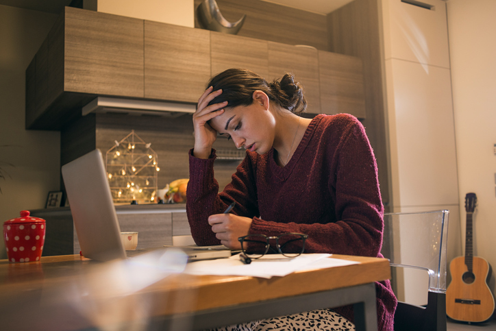 young woman tired of working from home