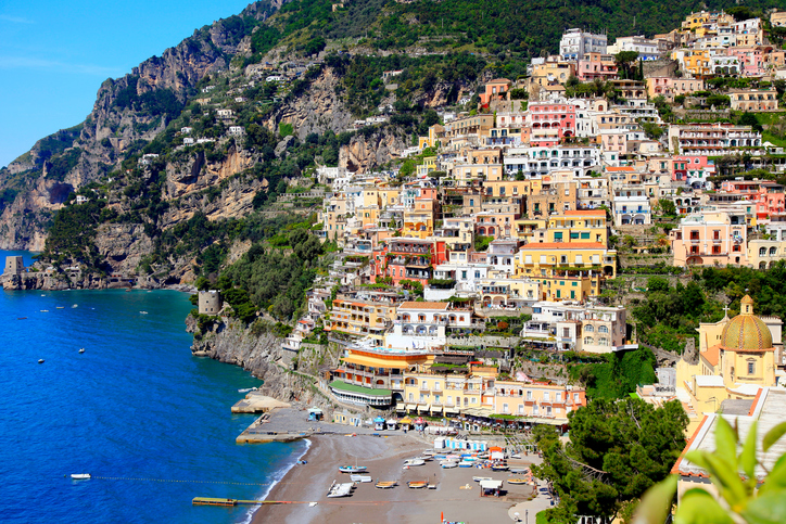 Colorful Positano and turquoise sea, Amalfi Coast, Bay of Naples - Italy