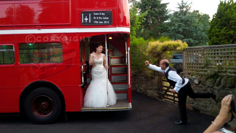 british red bus wedding cars horley