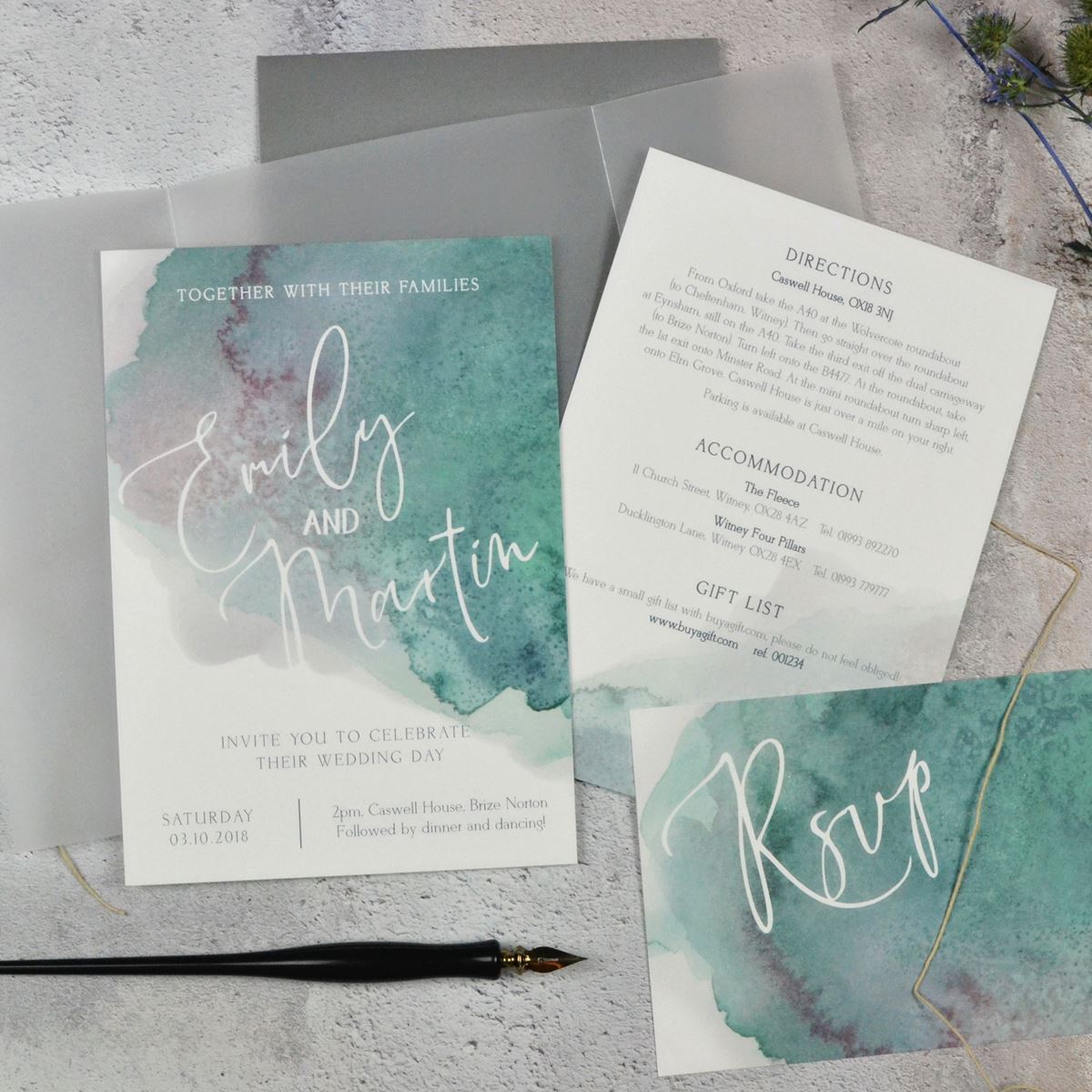 save the dates, RSVP and wedding invitations